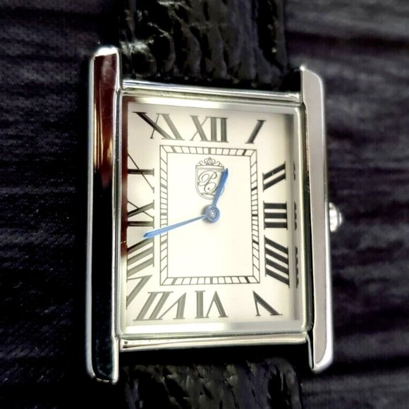 Pierre Lucerne 1888 Tank Swiss Inspired Design Classic Mens Watch Black Band‎ - Picture 2 of 6